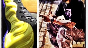 Joe Budden’s Custom Electrolime Foamposites in the Lakers Colorway