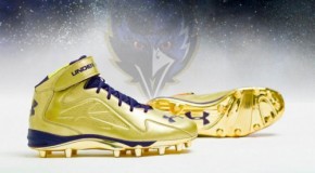Ray Lewis’ Gold Under Armour Commemorative Cleats