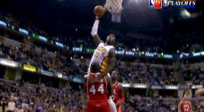 Indiana Pacers Center Roy Hibbert Skys Over Atlanta Hawks Big Man Ivan Johnson (Video)