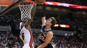 Lebron James Meets Tiago Splitter At The Rim & Makes An Amazing Block On His Dunk Attempt (Video)