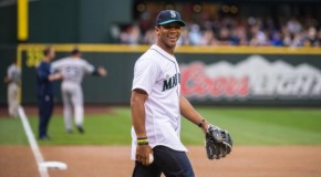 Seattle Seahawks QB Russell Wilson Tosses The First Pitch At The Seattle Mariners Game (Video)