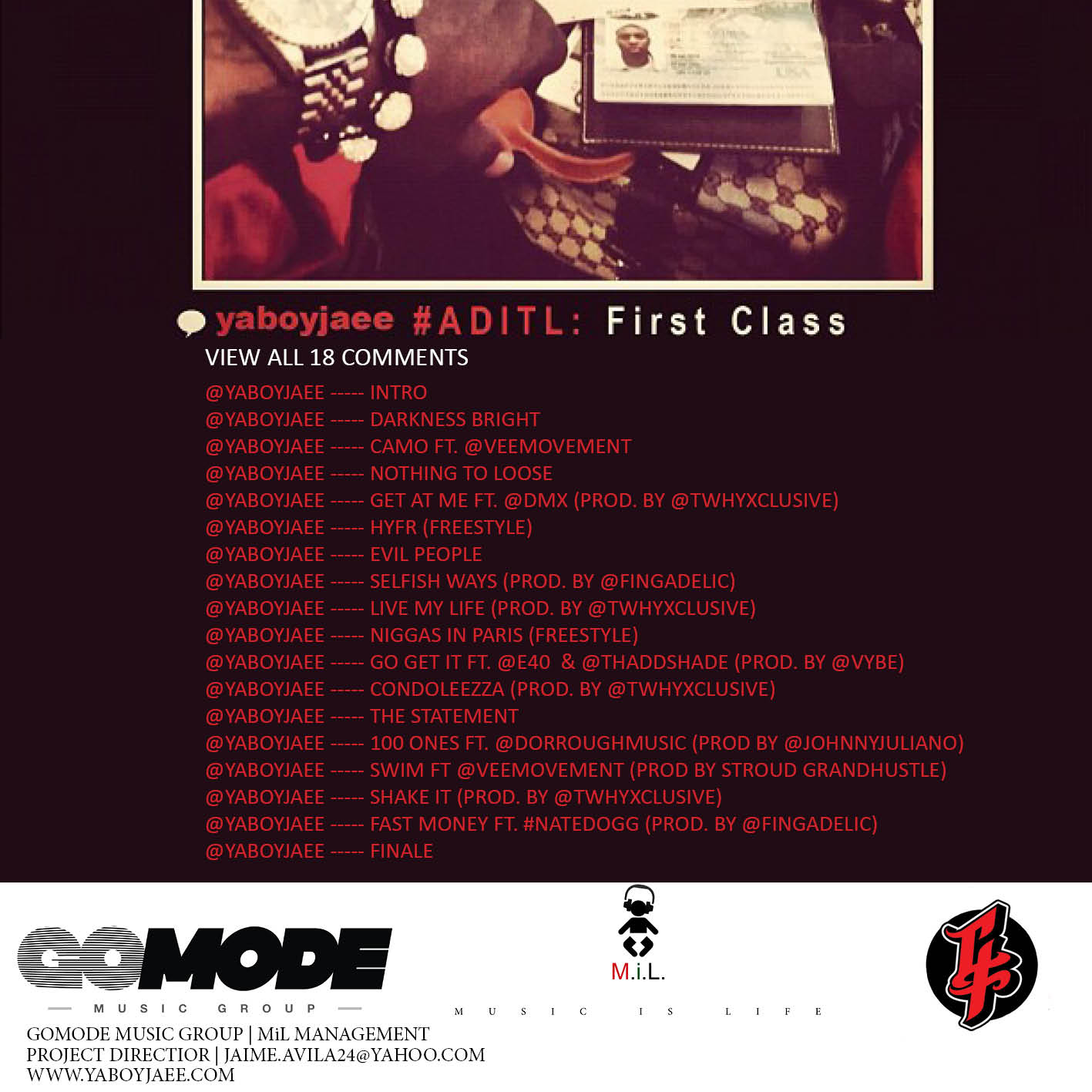 ADITLTrackList JAE E (@yaboyjaee) - ADITL: First Class (Tracklist) 
