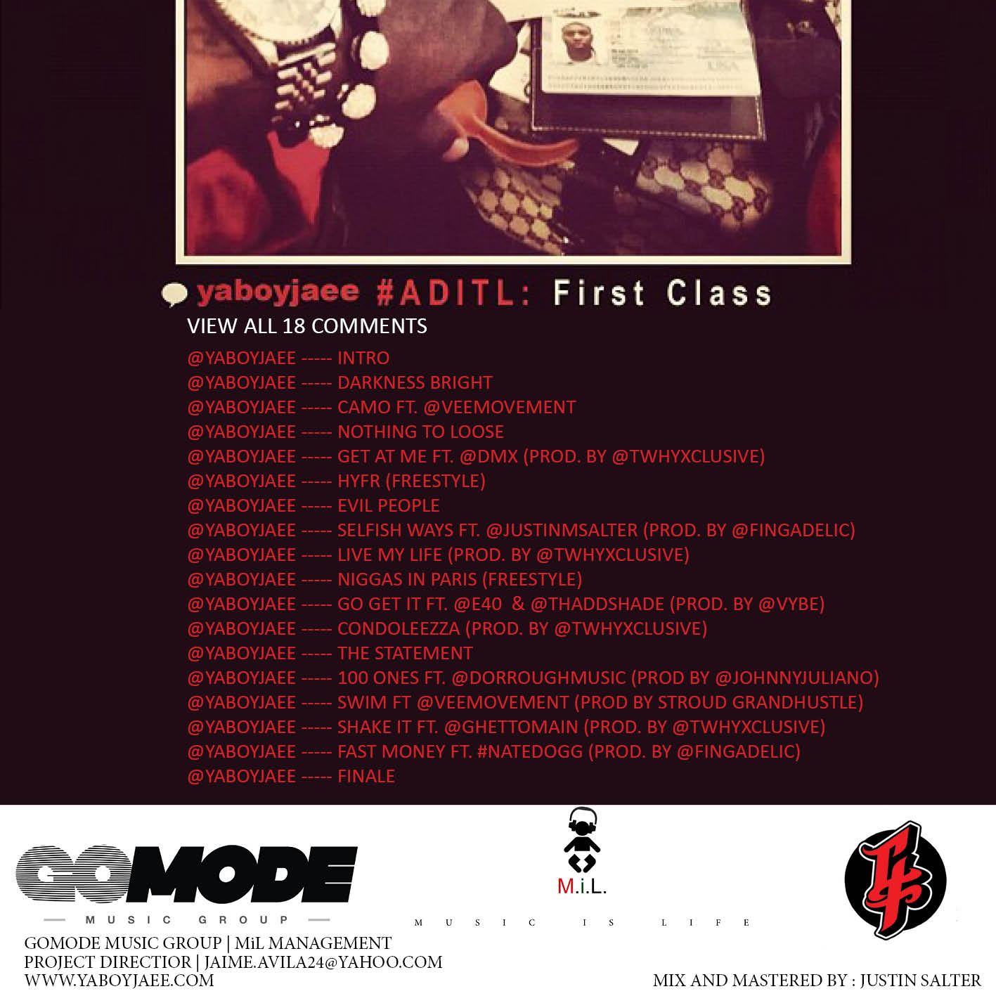 ADITLTrackList1 JAE E (@yaboyjaee) - ADITL: First Class (Mixtape) 