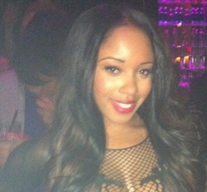 Close Up Shot Of Sheneka Adams Rocking A Lace-See Thru Dress