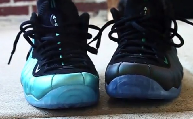 Nike Foamposite Pro Dark Pine vs Electronic Blue Comparison via @Ziplock_Freshhh (Video)