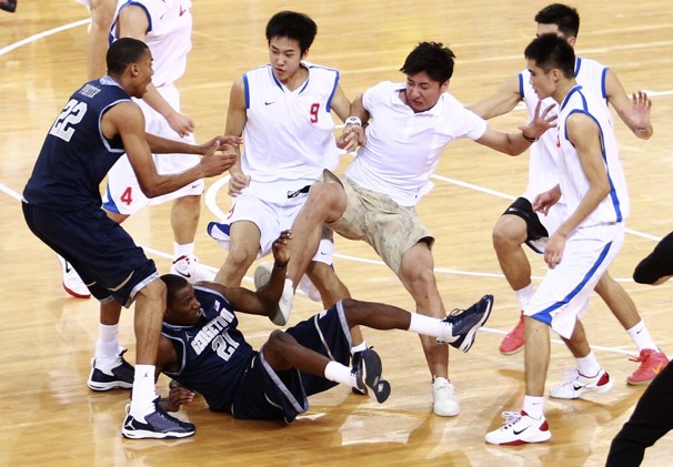 MUST SEE: Georgetown Hoyas Brawl with Bayi Rockets (China) During Tour