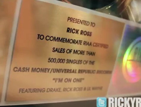 Rick Ross (@RickyRozay) Receives “I’m On One” Gold Plaque (Video)