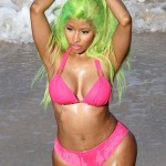 nmm3-150x150 Nicki Minaj Wears A Pink Bikini & Green Hair On The Set Of “Starships” (Photos Inside)  