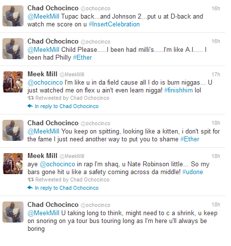 m2 Meek Mill & OchoCinco "Who Got Better Bars" Competition on Twitter (Tweets Inside)  