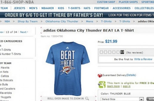 NBA Store Released a Oklahoma City Thunder-Themed "Beat the Heat" NBA Finals T-Shirt
