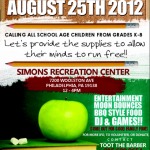 Inspire Supply Back To School Drive, August 25th at Simons Rec Center (Philly, Pa)