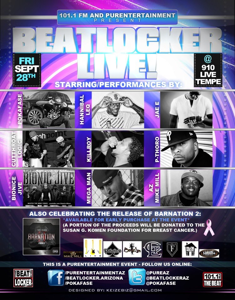 Beatlocker-Flier 101.1 The Beat Presents: Beatlocker Live Ft. JAE E, POKAFASE, AZ Mike Mill and more (via @TheBeatRadio) 