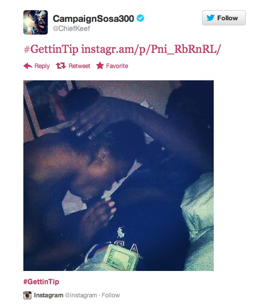 Chief Keef Posts A Flick Of Him Getting Head On Instagram.