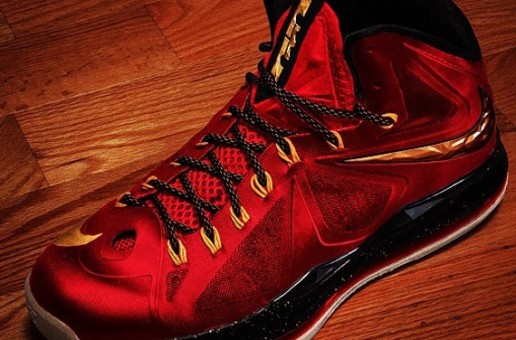 Nike Lebron X (Miami Heat) (Red,Black & Gold)
