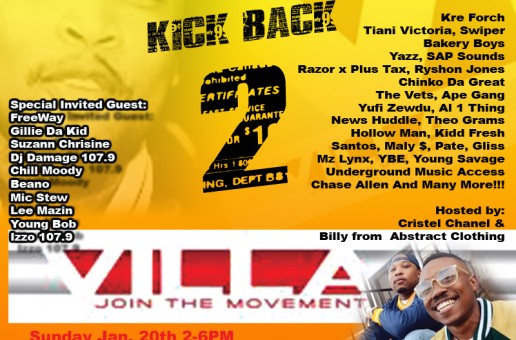 Kick Back 2 Jan 20th Presented By : Mont Brown (@MontBrown) & Pace-O Beats (@PaceoBeats) Details Inside