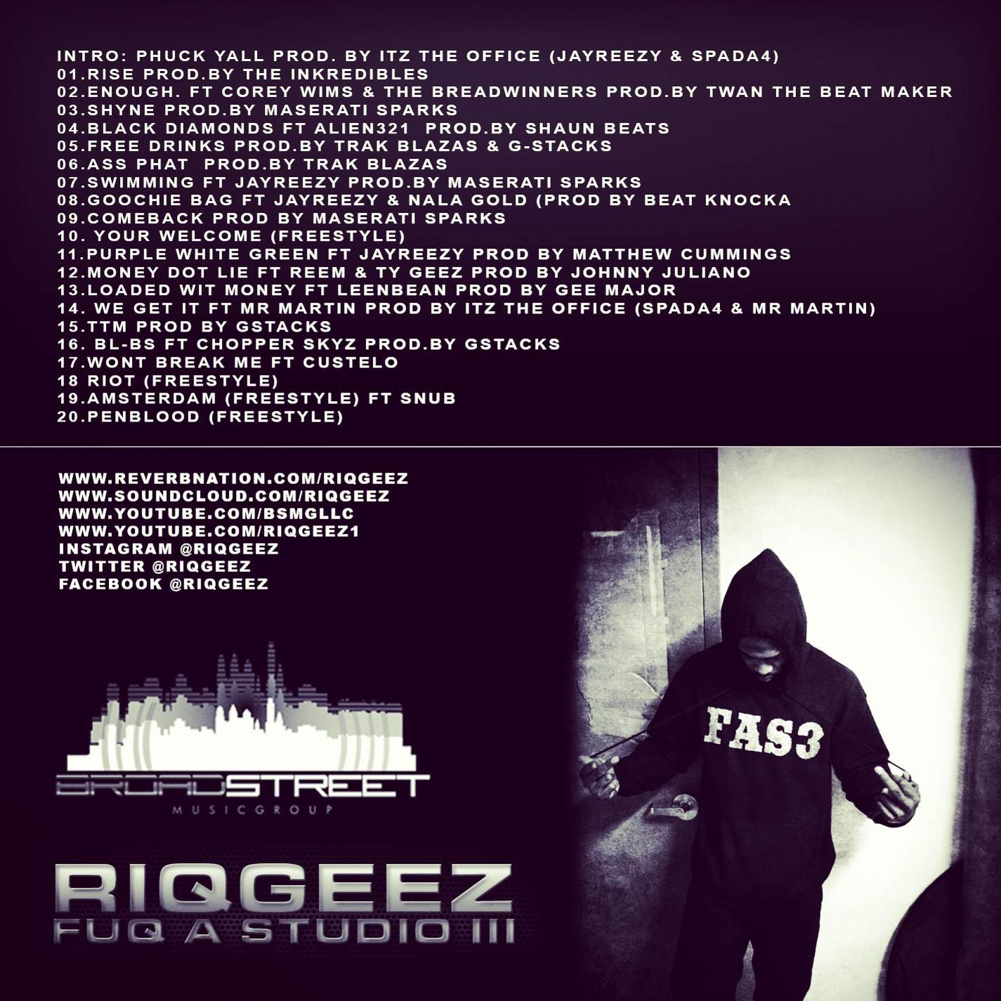 riq-geez-fuq-a-studio-3-mixtape-tracklist-HHS1987-2013 Riq Geez (@RiqGeez) - Fuq A Studio 3 (Mixtape)  