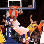 Carmelo Anthony’s Monster Dunk Puts Pacers Big Man Pendergraph On His Back (Video)