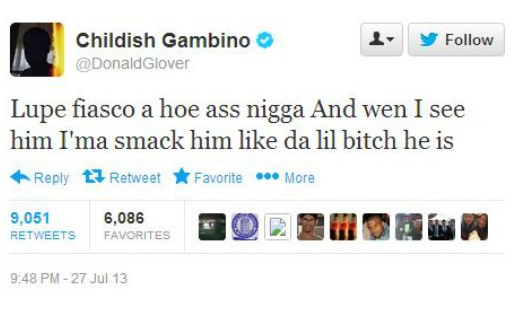 Childish Gambino Says He’s Going To Smack Lupe Fiasco On Twitter