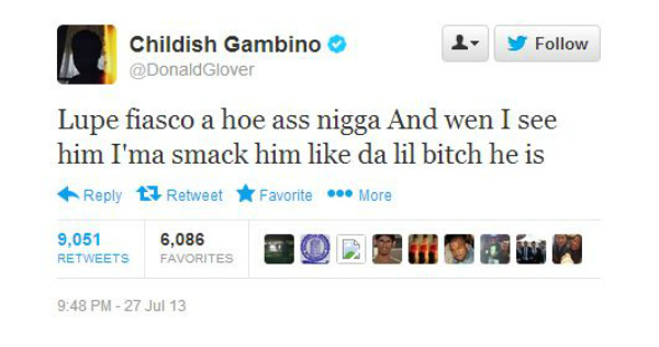 cg2 Childish Gambino Says He's Going To Smack Lupe Fiasco On Twitter  