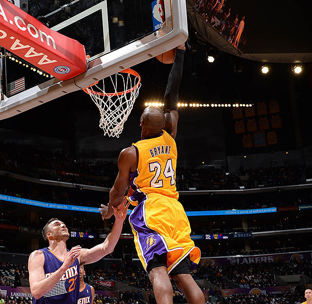 Kobe-Bryant-gets-up-above-the-rim.-Andrew-D.-Bernstein-NBAE-Getty-Images Kobe's First Dunk of the Season (Video)  