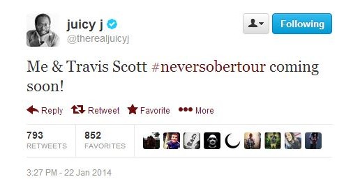 Travis Scott To Join Juicy J On His Never Been Sober Tour