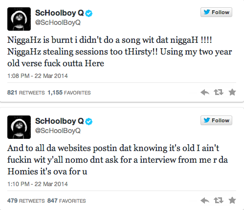 Schoolboy_Q_Tweets ScHoolboy Q Claims Rapper Stole Two-Year-Old Verse  