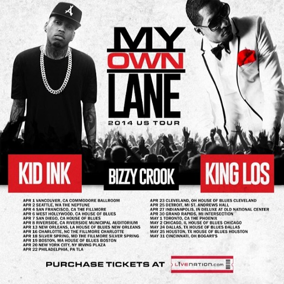 Los-Joins-Kid-Inks-My-Own-Lane-Tour Enter To Win Tickets To See Kid Ink, King Los & Bizzy Crook in Philly Tomorrow Night  
