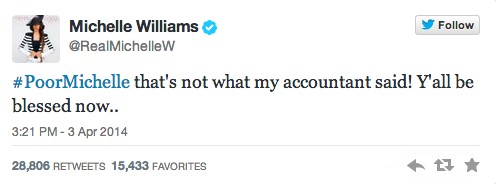 Michelle_Williams_Tweet-1 Michelle Williams Fires Back At #PoorMichelle Posts  