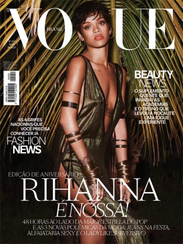 Rihanna_Vogue_Cover-374x500 Rihanna Goes Topless For Vogue Brasil (Photos)  