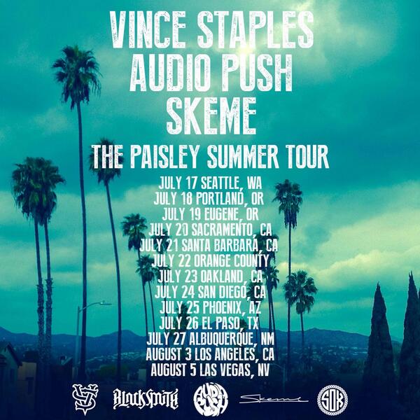BqwJvaSCQAA2Xyk Vince Staples, Audio Push & Skeme Announce 'The Paisley Summer Tour' Dates !!  