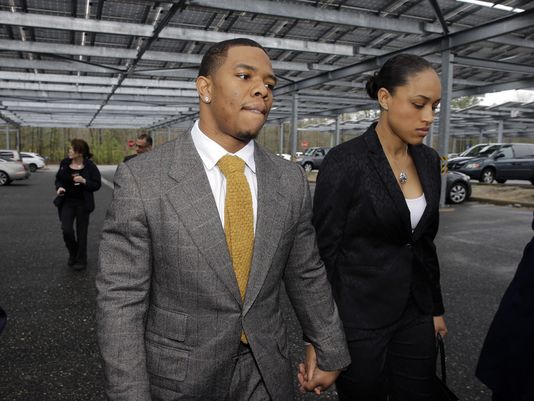 1398968954000-Rice-and-wife Fair or Foul: Ravens RB Ray Rice Suspended 2 Games for Violating the NFL's Personal Conduct Policy  