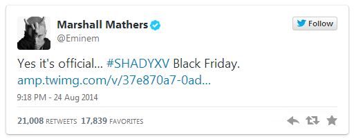 eminemnewalbum Eminem Confirms His Next Studio Album, 'Shady XV' Will Be Released On Black Friday!  