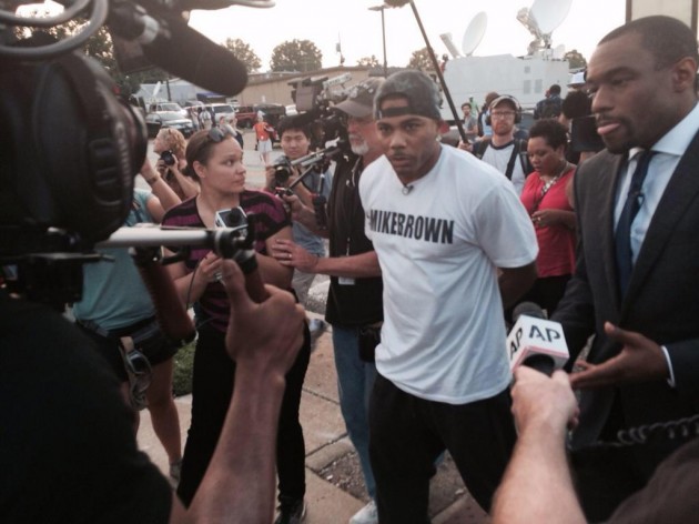 nellyferguson-630x472 Nelly Joins Mike Brown Protesters In Ferguson, Missouri (Video)  