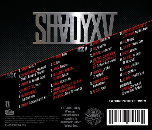 XVBack2-e1414602663735 Cover Art & Tracklist For Eminem's 'SHADYXV'  