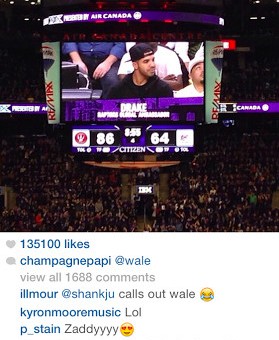 Drake Calls Out Wale After The Toronto Raptors Beat The Washington Wizards (Photo)