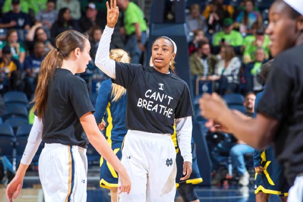 cover3 Notre Dame's Women Basketball Team Wears "I Can't Breathe" Shirts During Their Pregame Warmups (Photos)  