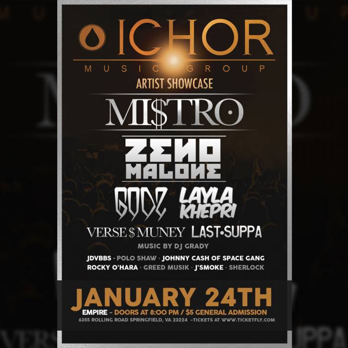 01-24-Ichor-Showcase-900 EVENT: ICHOR Music Group - Artist Showcase w/ Mi$tro, GODZ, Layla Khepri & More! (Springfield, VA)  