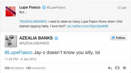 Screen-Shot-2015-01-11-at-4.09.45-AM-1-500x280 Azealia Banks Throws Shade At Kendrick Lamar & Engages In Twitter Beef With Lupe Fiasco  