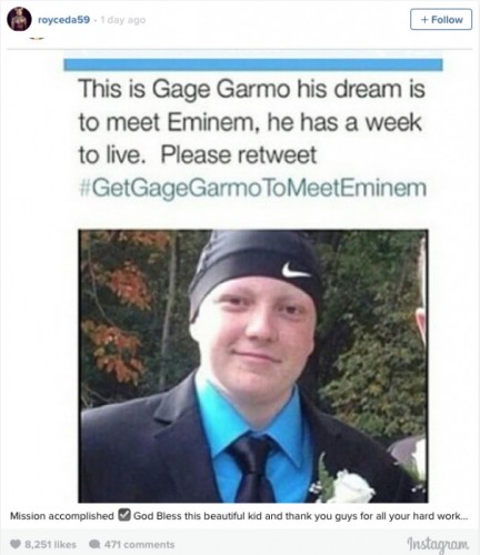 Screen-Shot-2015-01-13-at-12.55.44-PM-1-432x500 Eminem Grants The Wish Of Gage Garmo, A Terminally Ill Fan Who's Only Wish Was To Meet Him  