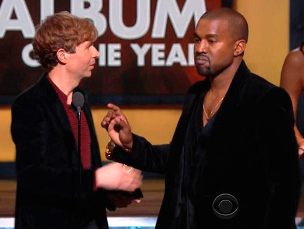 Kanye West Pretends To Interrupt Beck’s ‘Album Of The Year’ Acceptance Speech At The Grammy’s (Video)