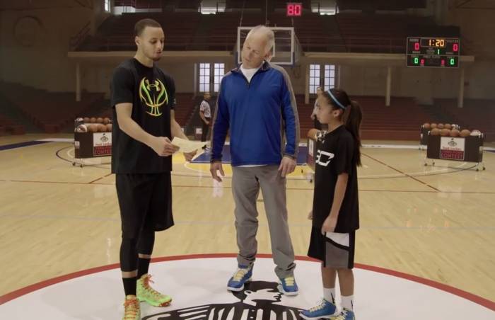 steph-curry-foot-locker-three-point-contest Foot Locker x Under Armour Present: Stephen Curry's 3 Point Shootout vs. Dell Curry & Robert Horry (Video)  