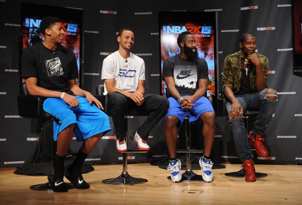 anthony-davis-steph-curry-james-harden-and-kevin-durant Spike Lee Will Be Involved In NBA 2K16; Curry, Harden & Durant Will Each Cover NBA 2K16 (Photos)  