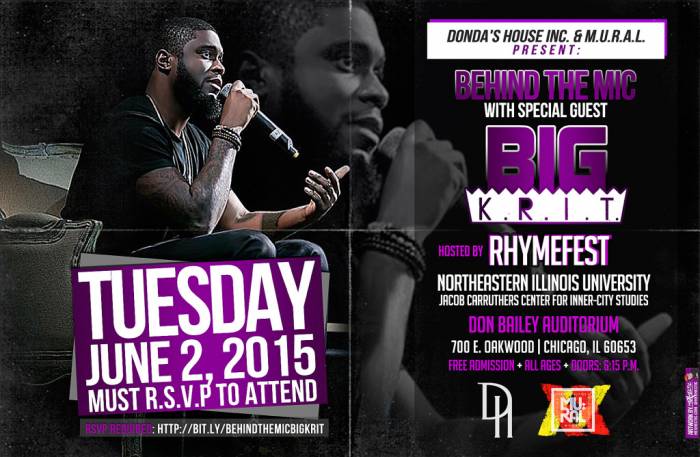 BTM-Big-KRIT-1024x668-1 Kanye West + Lupe Fiasco's Nonprofit Organizations Host Behind The Mic w/ Big K.R.I.T. and Rhymefest 6/2/15 in Chicago  