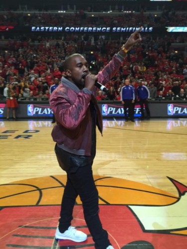 Kanye_Bulls_Cav_Game-375x500 Kanye West Performs At Chicago Bulls Vs Cleveland Cavaliers Game (Video)  