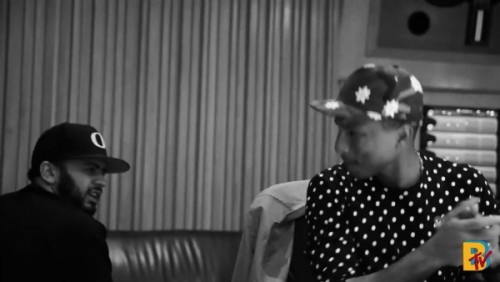 pharrell-500x282 Pharrell & OverDoz Hit The Studio To Record “Last Kiss” (Video)  