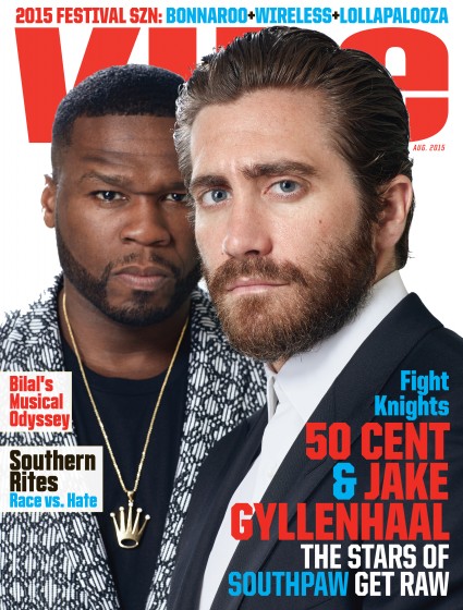 50-Cent-Jake-Gyllenhaal-Southpaw-August-2015-Cover-425x560 "Southpaw" Stars 50 Cent & Jake Gyllenhaal Cover Vibe Magazine (Photos)  
