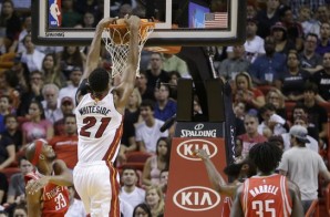 Miami Heat Center Hassan Whiteside Has a Monster Night Putting Up 25 Points & 15 Boards Against Houston