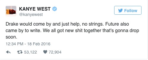 Screen-Shot-2016-02-18-at-4.24.39-PM-1 Kanye West Shouts Out Drake & Future For TLOP Contributions & Says New Music Is Coming Soon  