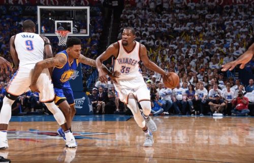CjJ2LSEUUAAVkS7-500x322 ICYMI: Kevin Durant, Russell Westbrook & The OKC Thunder Lead The WCF (2-1) After A (133-105) Victory Against Golden State (Video)  