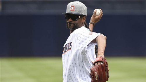 snoop-500x281 Take Me Out To The Ball Game: Snoop Dogg Throws The First Pitch At The Braves vs. Padres Game (Video)  